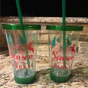 Festive Green and Red Holiday Tumblers